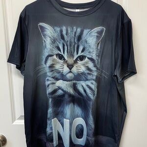 Men's Cat With Attitude Short Sleeve Graphic, T-Shirt, XL, Grey